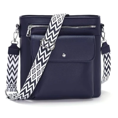 Image de YISUOHOOM Grand Sac a Main Femme Tendance Bandouliere Bleu Avec 4 poches et 6 compartiments
