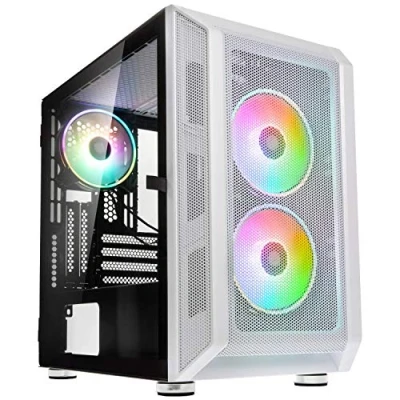 Image de KOLINK Citadel Mesh Boitier Mini Tour Micro ATX Toure PC Gameur Verre Trempé D&#039;ordinateur Vide avec Ventilateur Gamer Blanc Blanche
