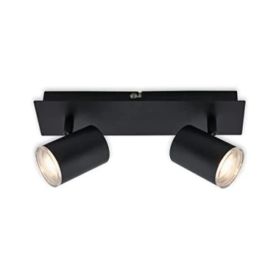 Image de BRILONER Leuchten Spot de plafond, luminaire salle bains, lampe plafonnier orientable et pivotant, 2x LED/GU10, IP44, noir, 290x99x112 mm (LxlxH)