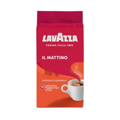 Image de Lavazza, Il Mattino, Café Moulu, 1 Paquets de 250g, Idéal pour la Machine Filtre ou Manuelle, avec Notes Fruits Secs, un Espresso au Goût Intense et Velouté, Robusta, Intensité 10/10
