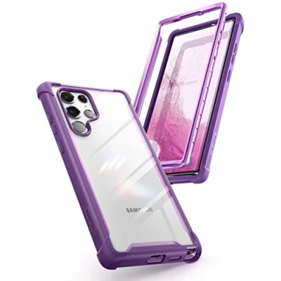 Image de i Blason Série Ares conçue pour Galaxy S22 Ultra 5G (Version 2022), Coque Transparente Robuste sans Protecteur d&#039;écran (Violet)