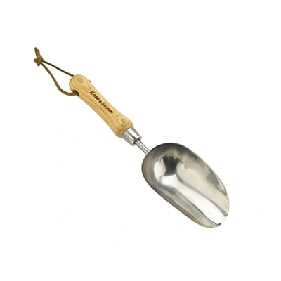 Image de Kent &amp; Stowe pelle de jardin à terreau en acier inox pour planter et transplanter, main avec poignée frêne, longueur : 33 cm