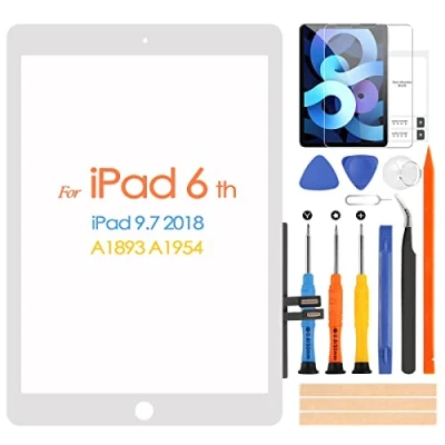 Image de ARSSLY Écran tactile pour iPad 2018 9.7 A1893 A1954 Digitizer 6 avec Kit de Réparation, Remplacement 6th (sans Accueil Bouton, Pas LCD Display) (Blanc)