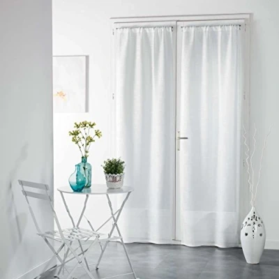 Image de douceur d&#039;intérieur Haltona Paire Droite Passe Tringle Effet Lin Tisse Haltona, Polyester, Gris, 240x70 cm