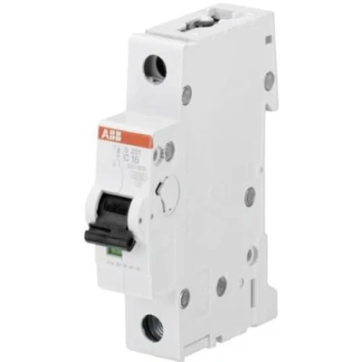 Image de ABB S201 C2 Disjoncteur miniature 1 pôle, type C, capacité de rupture 6/10 kA, courant 2 A (2CDS251001R0024)