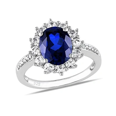 Image de SILVEGO JJJR0932 Bague Femme Argent 925/1000 avec Saphir Synthétique Bleu Foncé de la Princesse Kate