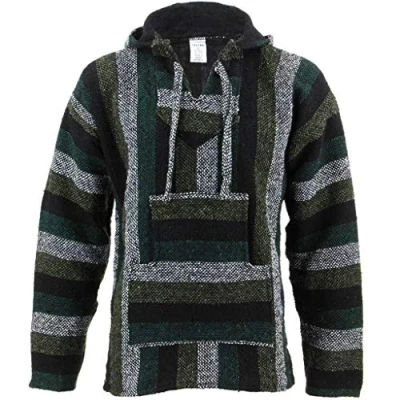 Image de Siesta Sweat à capuche style mexicain festival surf hippie, Vert menthe X Large