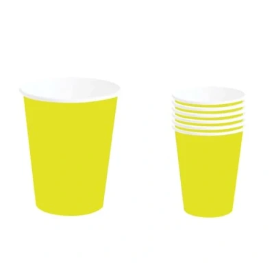 Image de FIESTAS GUIRCA 6 Gobelets Jetables (240 ml) (9 cm) Décoration de Table pour Fêtes et Graduations Idéal Célébrations d&#039;Été Événements Tropicaux Jaune
