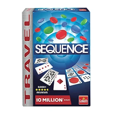 Image de Sequence Version Voyage Jeu De Stratégie Famille et Enfants dès 7 ans Alignez une Séquence 4 jetons Idéal Format Compact Société Classique 2 à 12 Joueurs