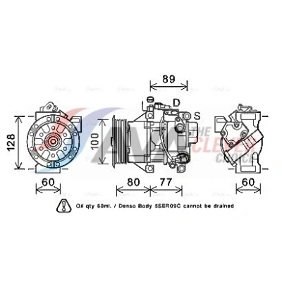 Image de PRASCO TOAK618 Compresseur De Climatisation 5SER09C PAG 46 R 134a TOYOTA: Yaris II 3/5 portes, Auris 5 portes