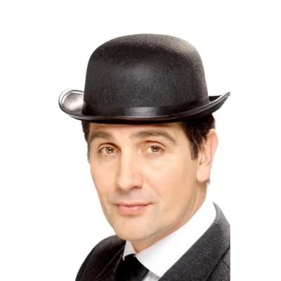 Image de Smiffys Chapeau melon, noir, feutre avec bande noire