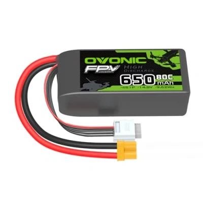Image de OVONIC Batterie Lipo 4S 80C 650 mAh 14,8 V avec XT30 pour avion RC quadcopter hélicoptère FPV Racing Drone