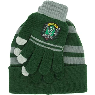 Image de Sabor Chapeau et Gants Taille Adulte Maison de SERPENTARD Original 100% Officiel l&#039;école Magie Poudlard Draco Malfoy Slytherin Hogwarts