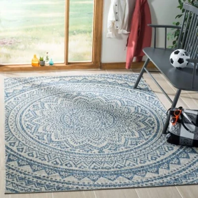 Image de Safavieh Kalene Grand Tapis de Salon rectangulaire pour Une Utilisation en intérieur, Polypropylène, Gris Clair/Bleu, 160 X 230 cm