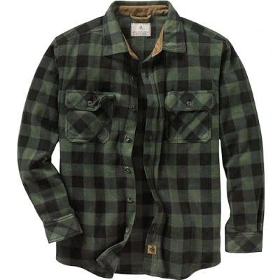 Image de Legendary Whitetails Chemise boutonnée en Polaire Navigator Standard pour Homme, Motif écossais forêt nocturne, Taille L