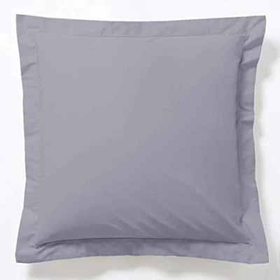 Image de Vision Taie d&#039;oreiller Anthracite 65x65cm 100% Coton Tissage serré Finition avec Volant Plat