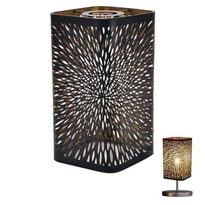 Image de Abat jour creux en métal 12 x 20 cm Motif floral rétro Pour lampe de table Lampadaire Carré amovible ampoules E27 et E26 (feux d&#039;artifice)