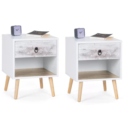 Image de Tables de chevet blanches effet vieilli 1 tiroir
