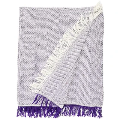 Image de Martina Home Plaid Multifonction à Chevrons en Tissu Écru/Lilas 80% Coton et 20% Polyester 300 x 260 cm