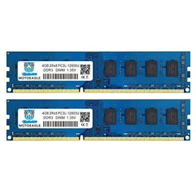 Image de DDR3L 1600 UDIMM PC3L 12800U 8Go (2x4Go) 1600MHz 4GB 2Rx8 PC3 240 Pin CL11 1.35V Mémoire pour Ordinateur de Bureau