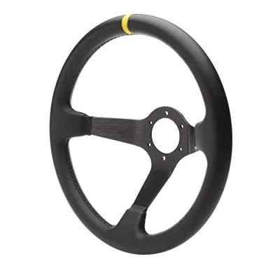 Image de Simoni Racing Car/350P volant sport à pied en cuir, Noir/Jaune