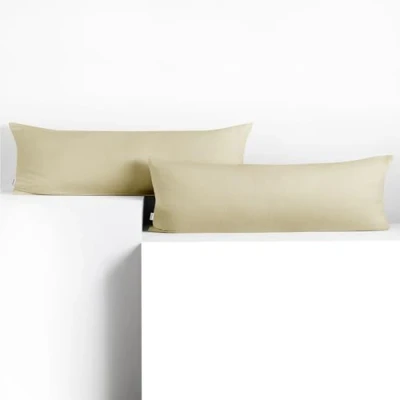 Image de DecoKing 2 taies d&#039;oreiller 40 x 200 cm en Coton avec Fermeture Éclair Beige Ambre