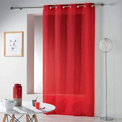 Image de douceur d&#039;intérieur, Voilage à Oeillets (140 x 280 cm) Telma Rouge, Etamine Crash