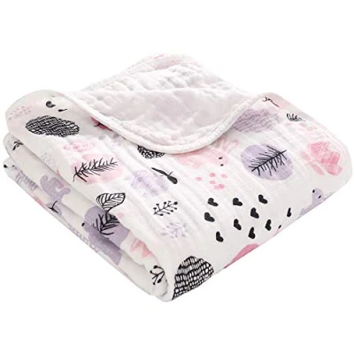 Image de Miracle Baby Couverture en Mousseline Bébé, d&#039;Emmaillotage pour Nouveau né Garçon Fille, 100% Coton, Deux Couches, 110 x 150 cm, Lapin