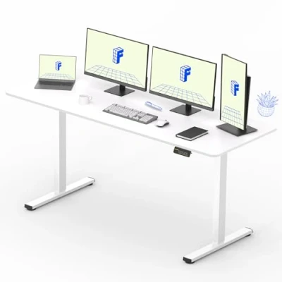 Image de FLEXISPOT Bureau Assis Debout 180x80x(73 122) cm Réglable en Hauteur Électrique, Panneau de Contrôle à Fonctions Mémoires, Télétravail(Cadre Blanc+Plateau Blanc)