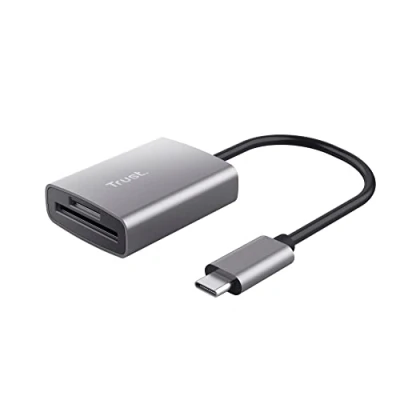 Image de Trust Dalyx Lecteur de Carte USB, USB 3.2 Gen 1 Rapide avec connecteur C, (Micro) SD, SDHC et SDXC jusqu&#039;à 2 to, Macbook/Chromebook/Ordinateur Portable/PC