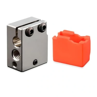 Image de Super Print High Temperature Volcano Heater Block Plated Copper with Silicone Sock for FLSUN SR,Volcano Hotend,PT100 Cartridge Sensor DDB,Titan Dual Driver Extruder. (1PC)