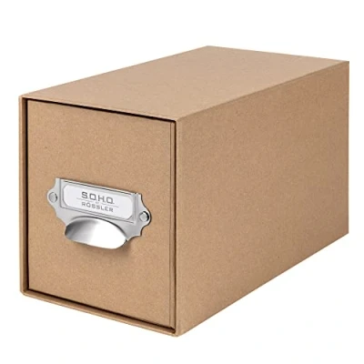 Image de Rössler Papier 1327452620 S.O.H.O. Boîte de rangement pour CD, avec étiquette inscriptible et poignée, Kraft, 1 pièce