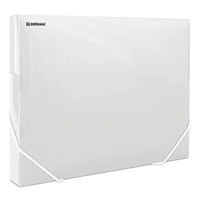 Image de DONAU 8545002PL 00 Boîte de classement avec tendeur d&#039;angle en caoutchouc/plastique PP 700 µm Transparent Format A4 Largeur dos 30 mm Ailes latérales pliables pour bureau et école