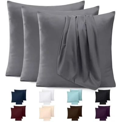 Image de Utopia Bedding Taies d&#039;oreiller 80 x cm Lot de 4 en Microfibre Polyester brossé avec Fermeture par enveloppe Gris