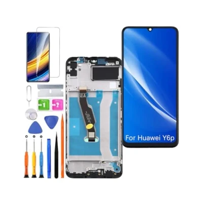 Image de Écran de rechange d&#039;origine pour Huawei Y6p MED LX9 LX9N Kit pièces réparation (noir avec cadre)