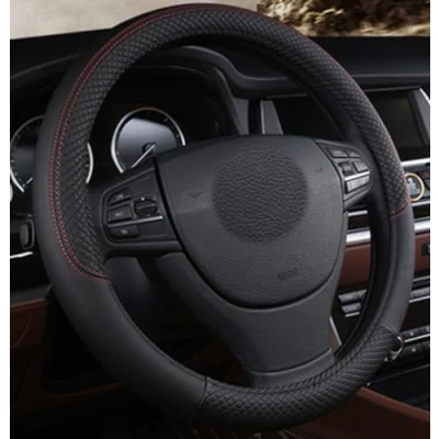 Image de Couvre Volant en Cuir Microfibre Wavy Line Splice X Pattern Noir