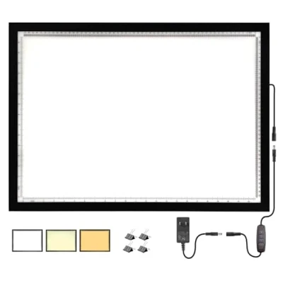 Image de WELZK 10000+ LUX tablette lumineuse haute luminosité A2, 3 couleurs dessin avec adaptateur UL. 10 niveaux de gradation pour la peinture au diamant, le traçage, dessin, etc.