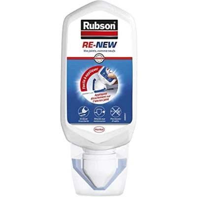 Image de Rubson RE NEW blanc (1 x 80ml), mastic sanitaire à base de silicone, s&#039;applique sur le joint déjà existant, étanche &amp; anti moisissures