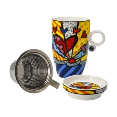 Image de Goebel Tasse à thé avec couvercle et passoire Romero Britto A New Day Bone China