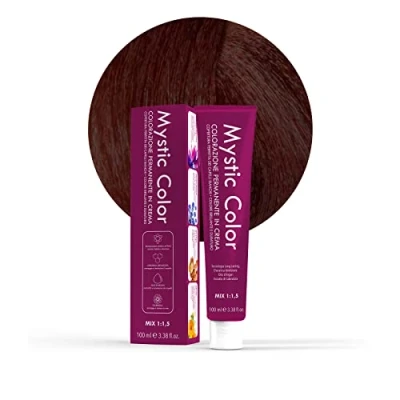 Image de Mystic Color, Coloration Cheveux, Formule Enrichie en Huile d&#039;Argan et Calendula, Crème Colorante Permanente Longue Durée, Brun Cuivré Clair 5.4, 100 ml