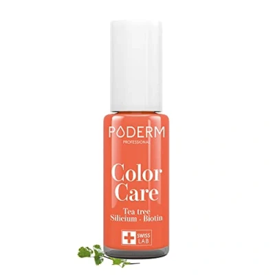 Image de PODERM MYCOSE Ongles Vernis Couleur Mangue TEA TREE Prévention &amp; Traitement des Jaunes/Abîmés par SOIGNE COLORE Soin professionnel pied/main Facile/rapide Swiss Made