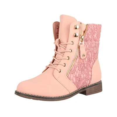 Image de Elara Herbst Bottines à lacets, Femme, Taille: 42, Rosa Matière synthétique