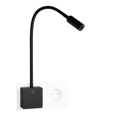 Image de ENUOTEK Lampe de Chambre Liseuse Chevet, Lumiere Applique Murale Lecture LED Flexible sur Prise Courant, 3W 280Lm Eclairage Blanc Neutre 4000K, 3 Niveaux Luminosité Dimmable Tactile
