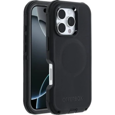 Image de Otterbox Coque Defender Series MagSafe pour iPhone 16 Pro, résistante aux Chutes, Ultra Robuste, de Protection, supporte 7X Plus Chutes Que la Norme Militaire, Noir, Livré sans Emballage