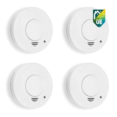 Image de Smartwares Lot de 4 détecteurs fumée Capteur Optique Durée Vie 10 Ans Bouton Test 85 DB 10.100.41