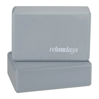 Image de Relaxdays Yogablock Lot de 2, Blocs Exercices, Mousse Rigide, antidérapant, Cube Yoga H x l P : 8 23 15 cm, Gris Unisexe Adulte, 2 unités