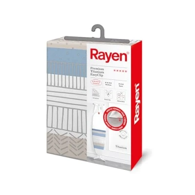 Image de Rayen Housse pour table à repasser Universelle 4 épaisseurs : mousse, molleton, tissu 100 % coton et titane revêement en Gamme Premium 130x47 cm Indie