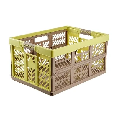 Image de Keeeper 4x Casier Pliant Professionnel avec Poignées Souples, 54 x 37 28 cm, 45 l, Ben, Vert/Taupe