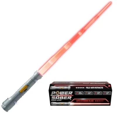 Image de POWER SABER Rouge Sabre Laser pour Enfants dès 8 ans Extensible et Rétractable Automatiquement Jouet Lumineux Réaliste Sûr Combat Intergalactique 30cm/ Déployé 89 cm
