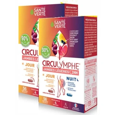 Image de SANTE VERTE Circulymphe Jambes légères Jour Nuit 56 Comprimés Pack 2 Mois boites de comp (2)
